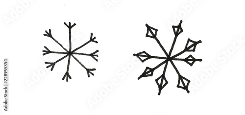New year hand drawn Snowflake winter snow illustration