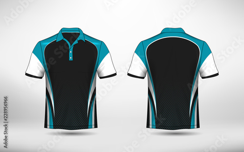 Blue, black and white layout e-sport t-shirt design template