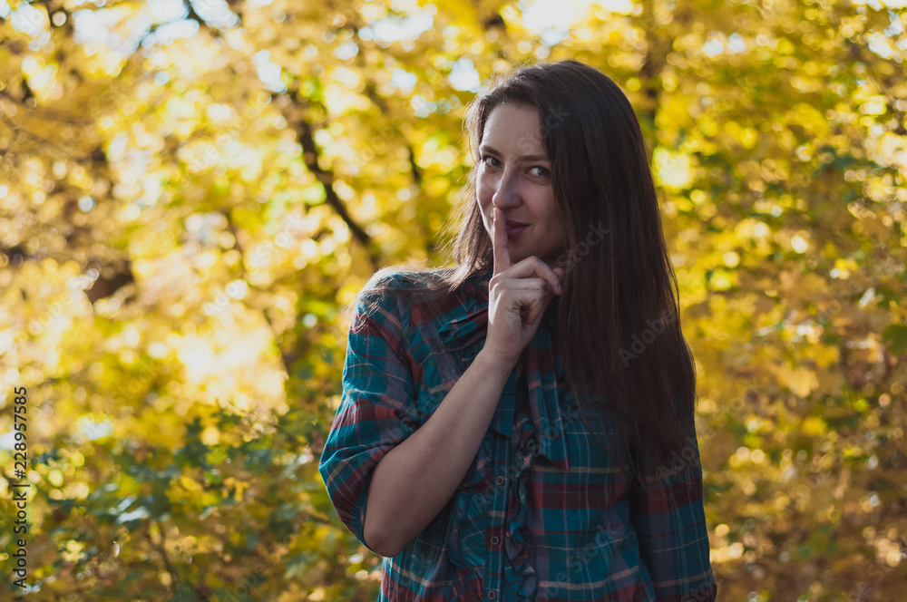 Portrait of Young Fashion Woman Outdoor on Autumn Background Portrait of Young Fashion Woman Outdoor on Autumn Background