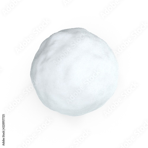 Isolated Snowball On White Background. 3D Illustration