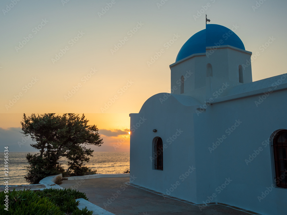 church in the greek islands of Paros at sunrise church in the greek islands of Paros at sunrise