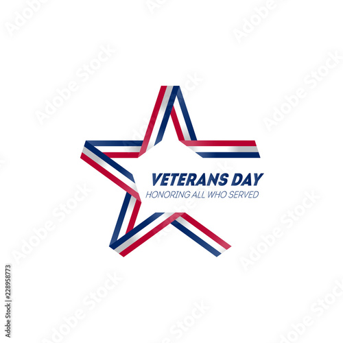 Happy Veterans Day. November 11th. Veterans Day poster design with American flag coors and symbols. USA veterans day design.