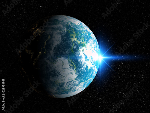 Fototapeta Naklejka Na Ścianę i Meble -  3D space background with fictional planet