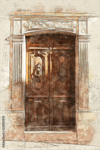 Old door engraving