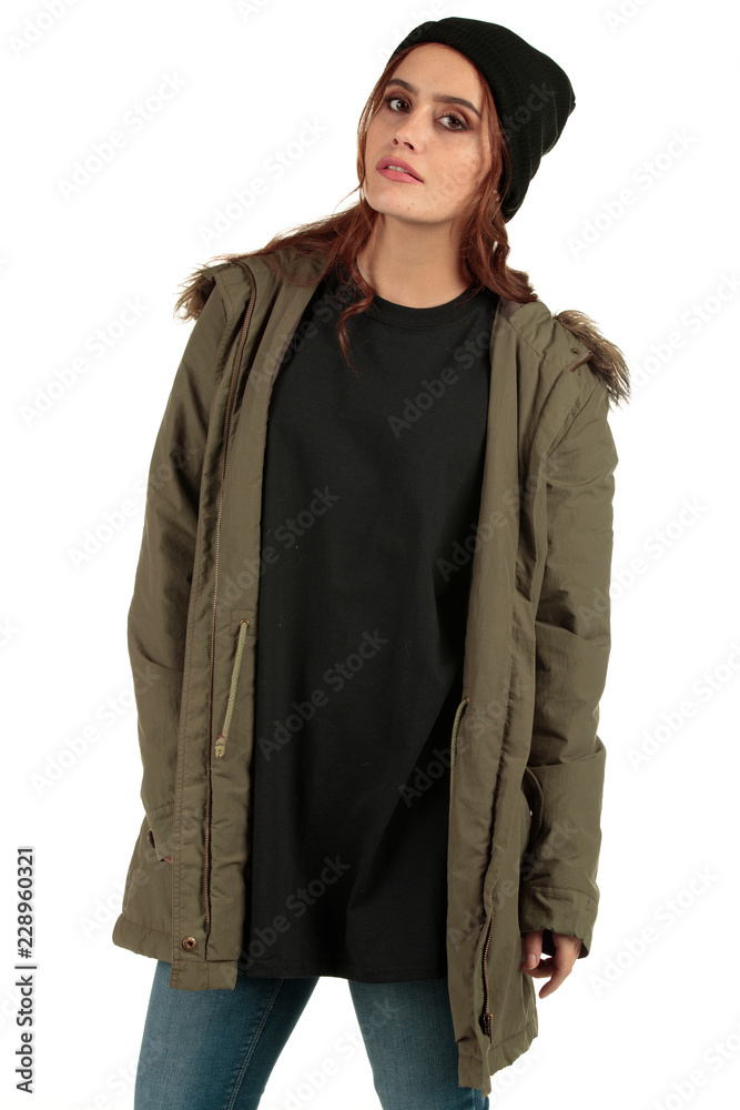 Blank t-shirt mock-up - Grunge, rock punk girl ready for your design Blank t-shirt mock-up - Grunge, rock punk girl ready for your design