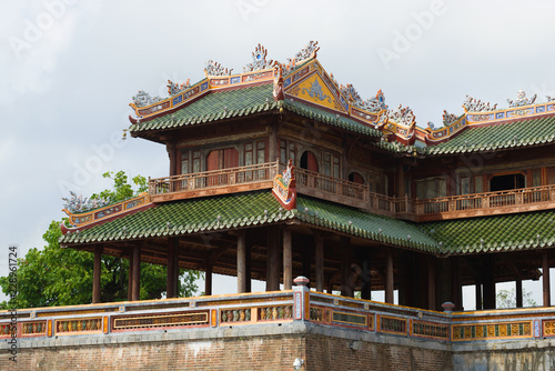 Fragment of the terrace of the Midday gate of the imperial Forbidden City. Hue, Vietnam