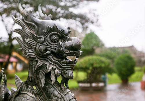 Dragon sculpture in Imperial City in Hue, Vietnam