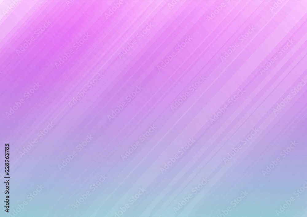 Obraz premium Pink and light blue gradient backgroun with fine diagonal strips like sun beams. Pastel colored background for your message. Vector illustration.