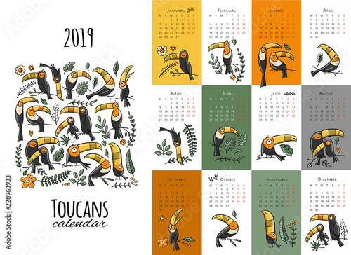 Toucans, calendar 2019 design