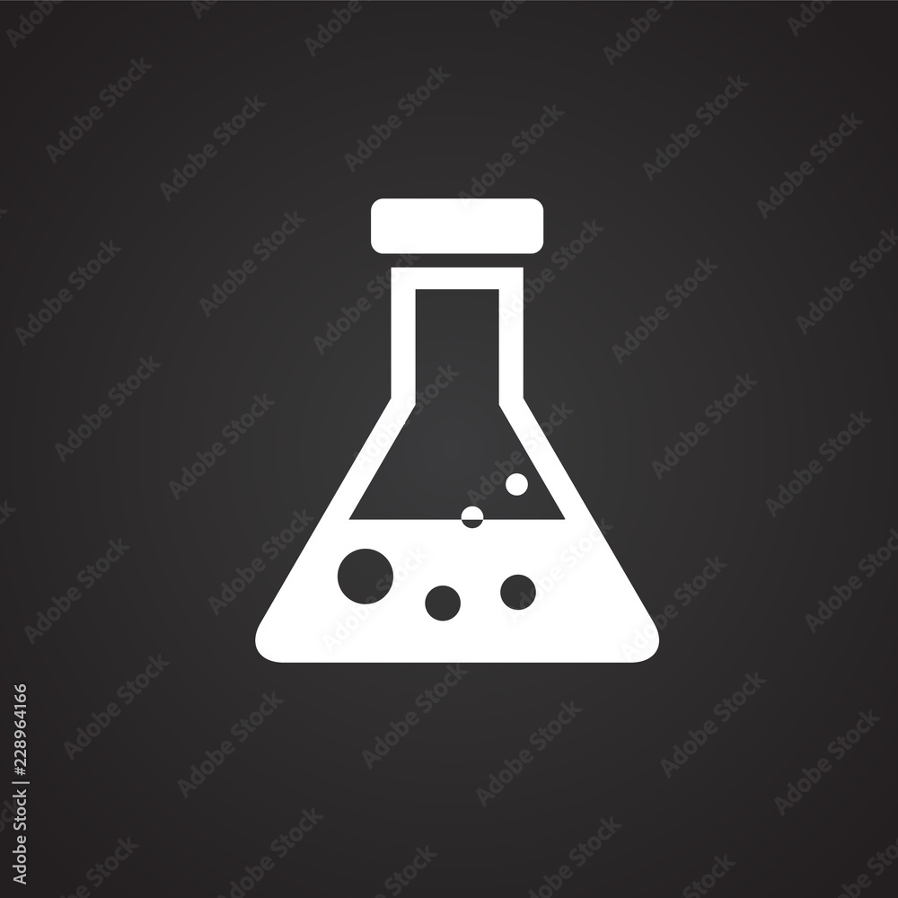 Chemical flask on black background icon Chemical flask on black background icon