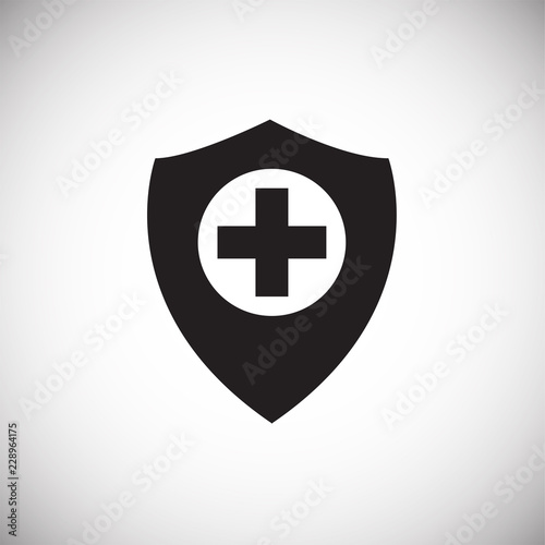 Medical protection shield on white background icon