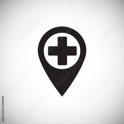 Hospital location on white background icon