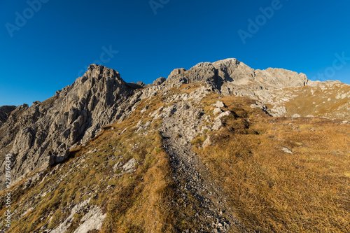 Colorful Autumn Mountain Landscape Panorama Views At Hochstadel In The Lienz Dolomites Between East Tyrol & Carinthia photo