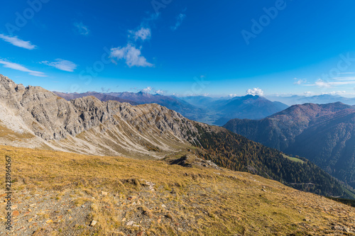 Colorful Autumn Mountain Landscape Panorama Views At Hochstadel In The Lienz Dolomites Between East Tyrol & Carinthia photo