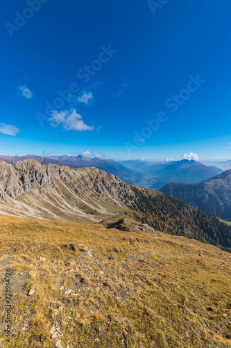 Colorful Autumn Mountain Landscape Panorama Views At Hochstadel In The Lienz Dolomites Between East Tyrol & Carinthia