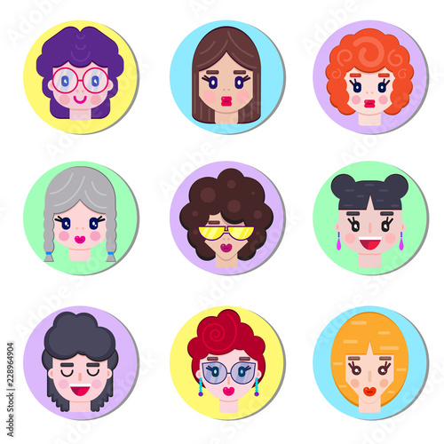 Set of girls avatar