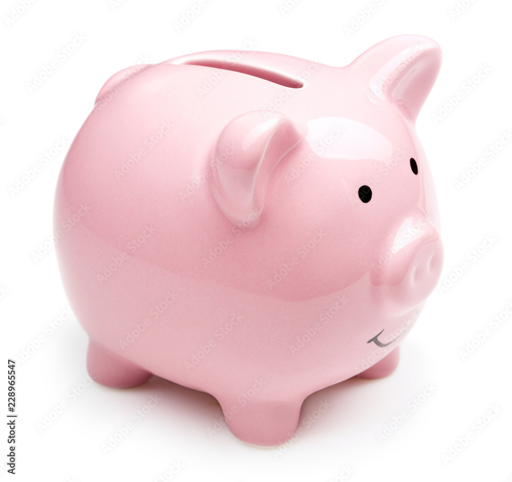 pink ceramic piggy bank isolated on white background pink ceramic piggy bank isolated on white background