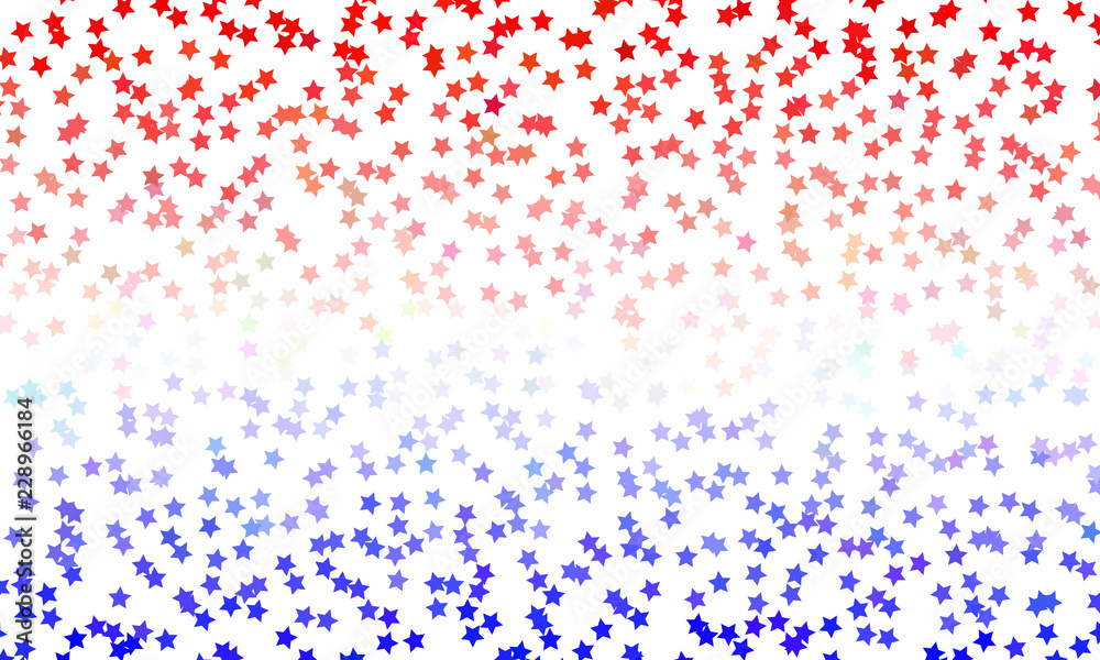 USA Veterans Day stars flying background. Holiday confetti in US flag colors for. Vector illustration. Red blue stars