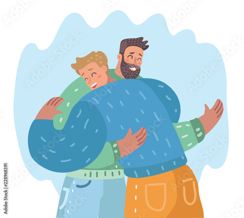 Two sexy guys hugs.