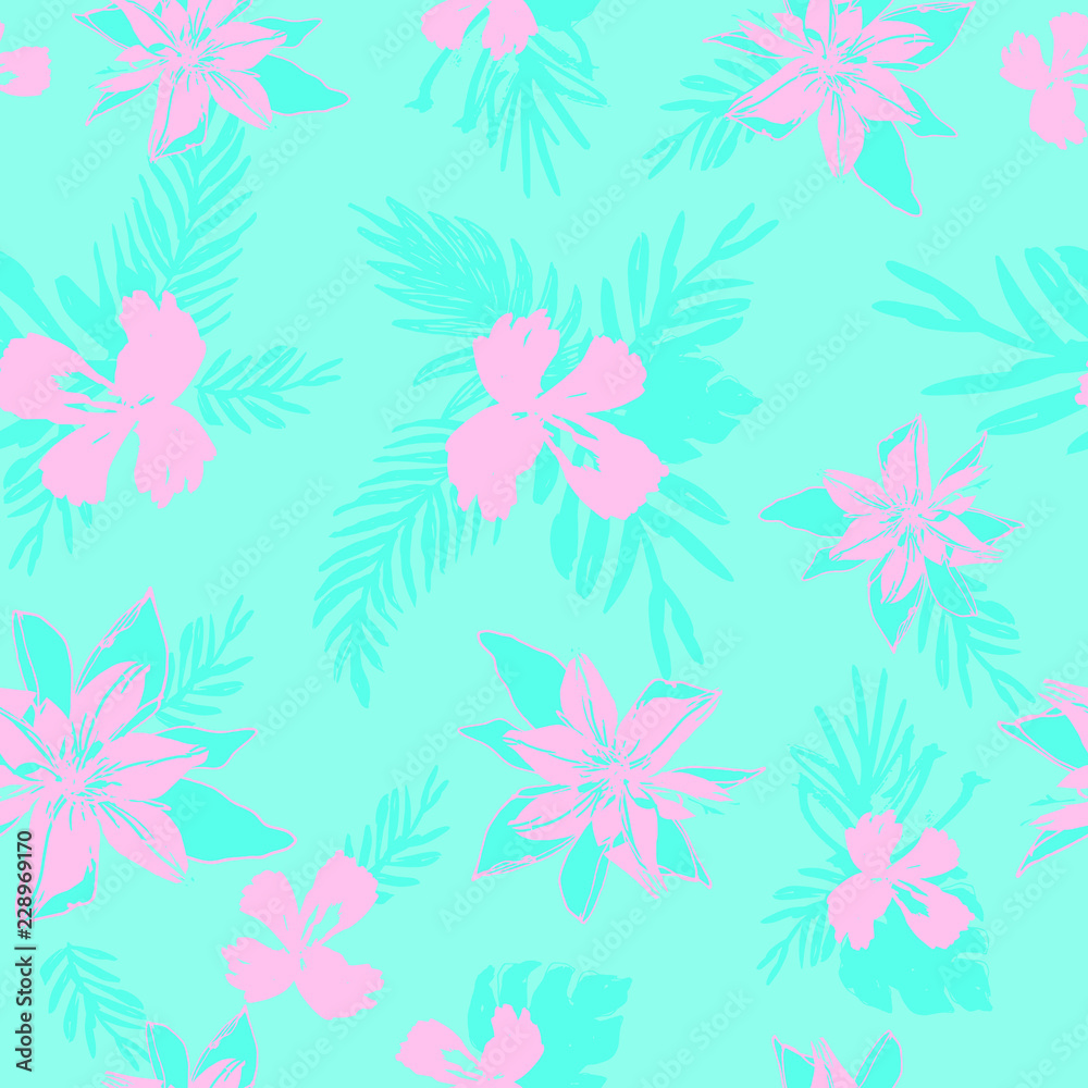 custom made wallpaper toronto digitalDynamic Hand Drawn Brush  Shapes and Exotic Palm Leaves Print . Illustration for Surface , Invitation , Notebook, Banner , Wrap Paper ,Textiles, Cover, Magazine ,Postcard Background ,Textile,Fashion  