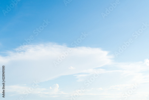 Clear blue sky with white cloud background. Clearing day and Good weather in the morning. © Siam