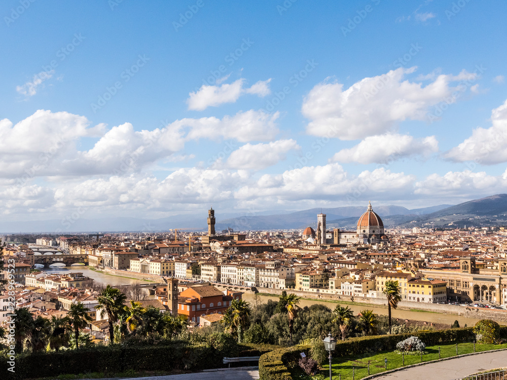 View of Florence City with dome of Florence Cathedral in view, Italy, Europe