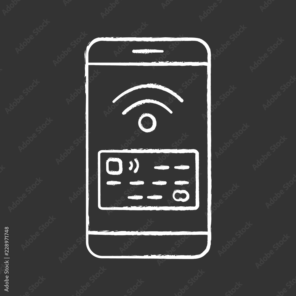 NFC smartphone signal chalk icon