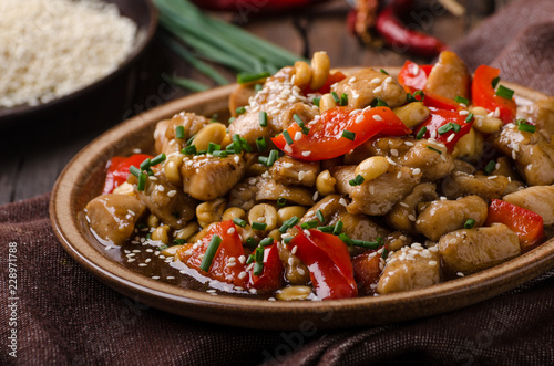 Photography Homemade kung pao chicken stir fry food