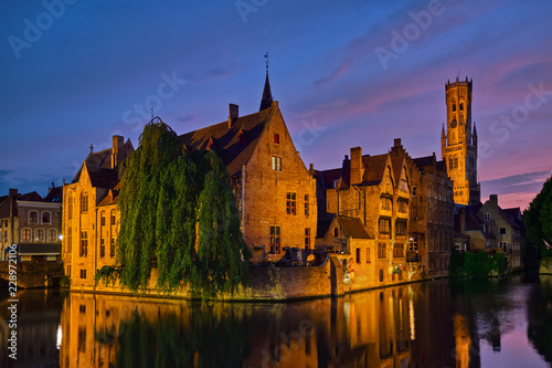 Famous view of Bruges, Belgium