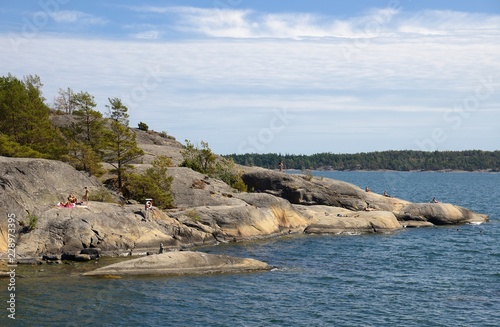 Photography Seascape, Stockholm archipelago with blue sky.