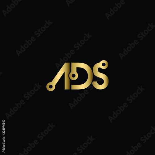 Creative Solid Minimal Letter ADS Logo Design In vector Format