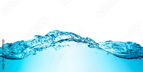 Blue water wave with bubbles close-up background texture isolated on top. Big size large photo.