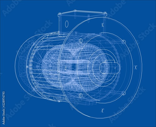Electric motor sketch. Vector