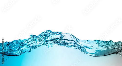 Blue water wave with bubbles close-up background texture isolated on top. Big size large photo. photo