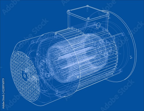 Electric motor sketch. Vector