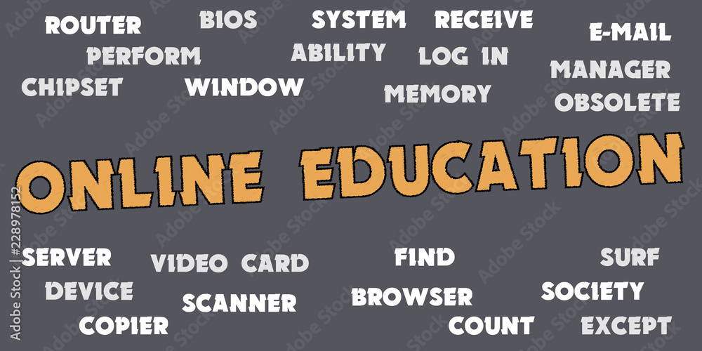 ONLINE EDUCATION words and tags cloud