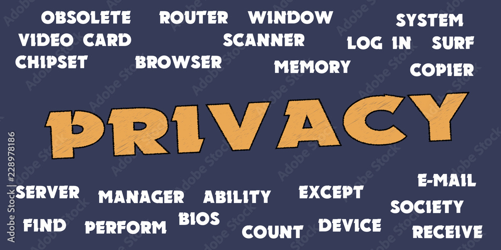 PRIVACY words and tags cloud