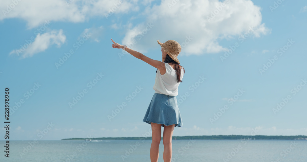 Woman enjoy and look at the sea