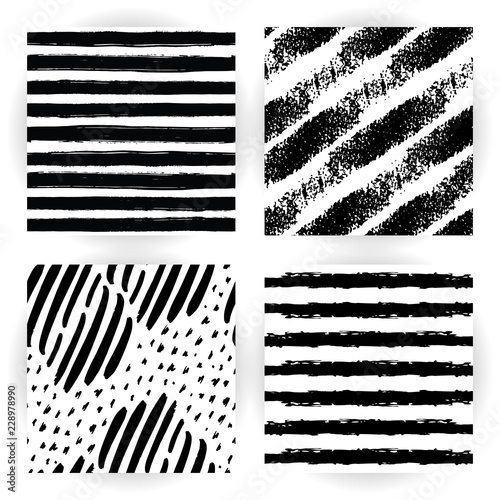Foto Set seamless pattern with black and white striped