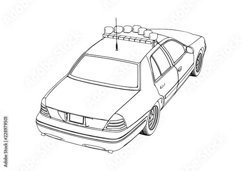 police car sketch vector