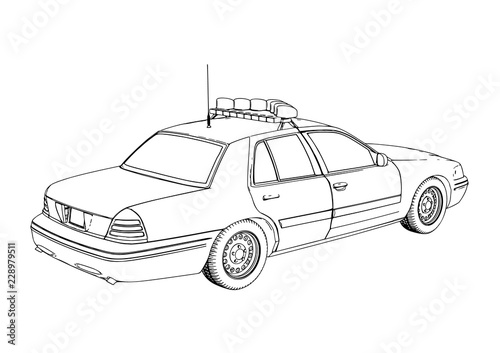 police car sketch vector