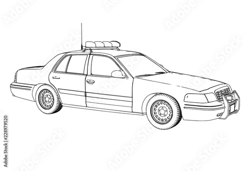 police car sketch vector