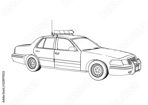 police car sketch vector