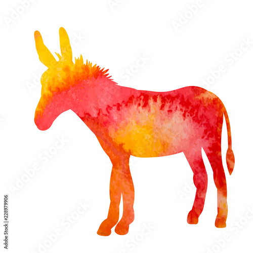 silhouette watercolor donkey