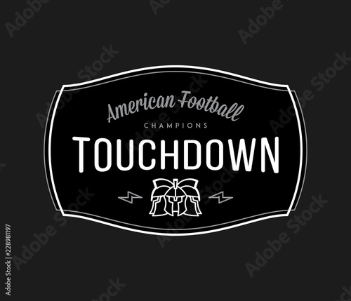 American Football modern badge white on black