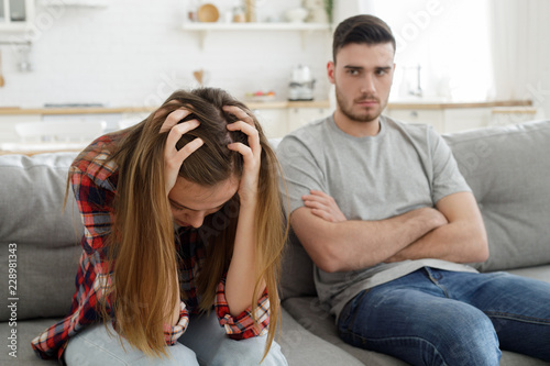 Vászonkép Arguing couple with bad relationship concept