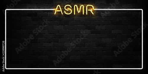 Vector realistic isolated neon sign of ASMR frame logo for decoration and covering on the wall background.