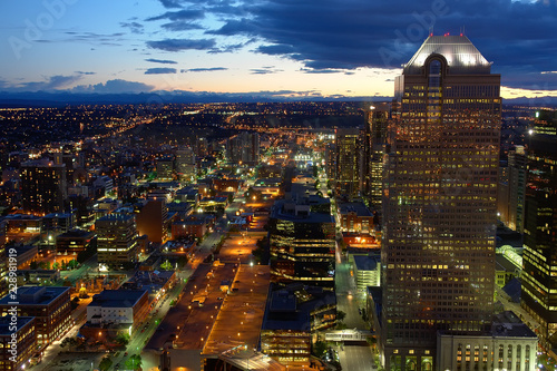 Downtown Calgary at night, Canada photo