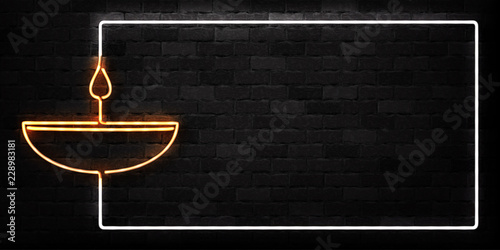 Vector realistic isolated neon sign of Diwali logo for decoration and covering on the wall background.