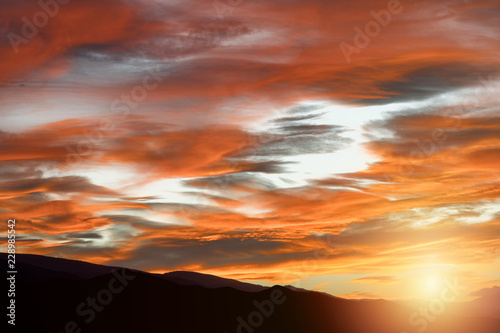 Sunset with reds above the mountains. © majivecka